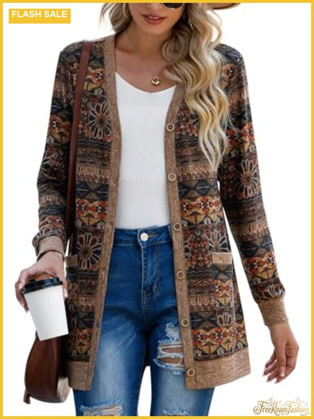 GRECERELLE Women's Long Sleeve Open Front Cardigan Button Down Ribbed